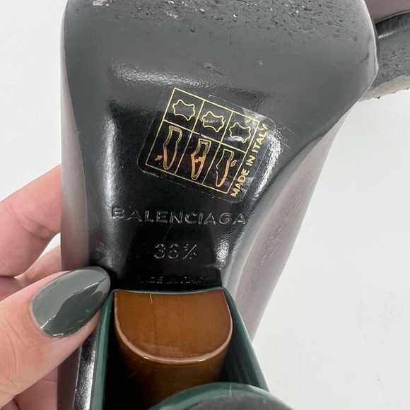 Balenciaga Leather Coiled Wrap Heel Mules Marron Cachou Brown Green Modern - Picture 10 of 10